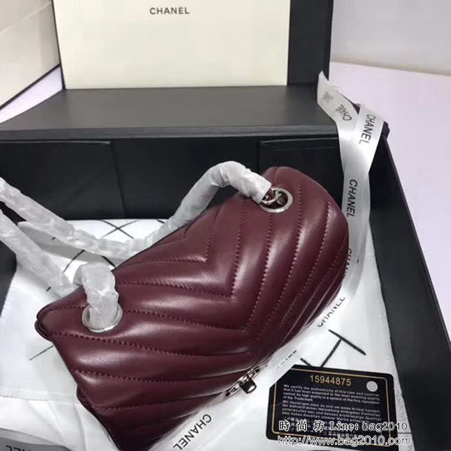 香奈兒CHANEL 升級版V線1115進口小羊皮全新經典單肩斜挎鏈條包 DSC1512